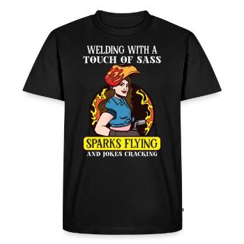 Soudeur drôle - T-shirt Premium bio Homme - noir - Devant - Nico (187cm)