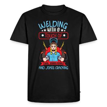 Soudeur drôle - T-shirt Premium bio Homme - noir - Devant - Nico (187cm)