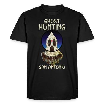 Enquêteur paranormal San Antonio Hunter Ghost - T-shirt Premium bio Homme - noir - Devant - Nico (187cm)