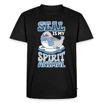 phoque animal sauvage animaux phoques mignon bébé mer - T-shirt Premium bio Homme - noir - Devant - Nico (187cm)