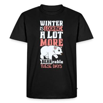 Ours polaire Réchauffement climatique Chasse au phoque arctique Ursus - T-shirt Premium bio Homme - noir - Devant - Nico (187cm)