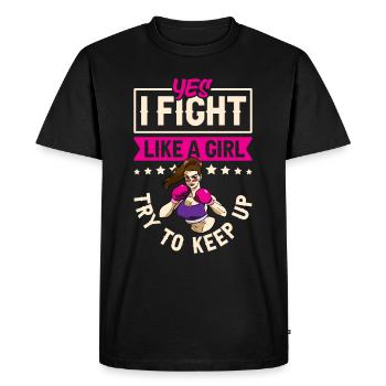 Boxe féminine Boxe féminine Boxeuse féminine - T-shirt Premium bio Homme - noir - Devant - Nico (187cm)