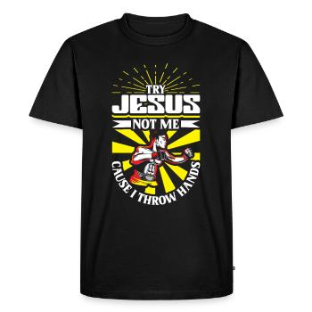 Boxe féminine Boxe féminine Boxeuse féminine - T-shirt Premium bio Homme - noir - Devant - Nico (187cm)