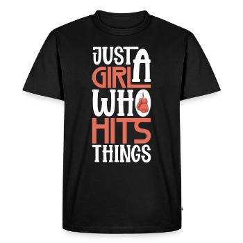 Boxe féminine Boxe féminine Boxeuse féminine - T-shirt Premium bio Homme - noir - Devant - Nico (187cm)