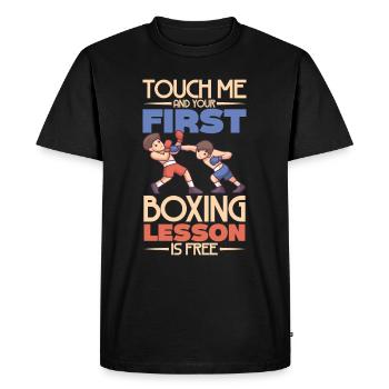 Boxe féminine Boxe féminine Boxeuse féminine - T-shirt Premium bio Homme - noir - Devant - Nico (187cm)