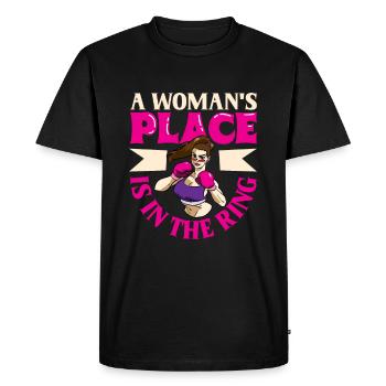 Boxe féminine Boxe féminine Boxeuse féminine - T-shirt Premium bio Homme - noir - Devant - Nico (187cm)