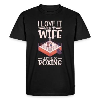 Boxe féminine Boxe féminine Boxeuse féminine - T-shirt Premium bio Homme - noir - Devant - Nico (187cm)