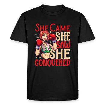 Boxe féminine Boxe féminine Boxeuse féminine - T-shirt Premium bio Homme - noir - Devant - Nico (187cm)