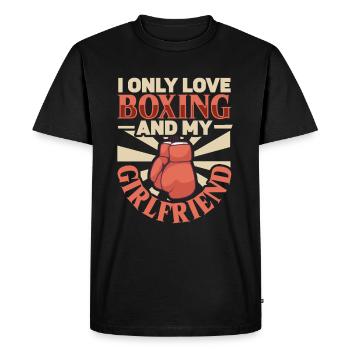 Boxe féminine Boxe féminine Boxeuse féminine - T-shirt Premium bio Homme - noir - Devant - Nico (187cm)
