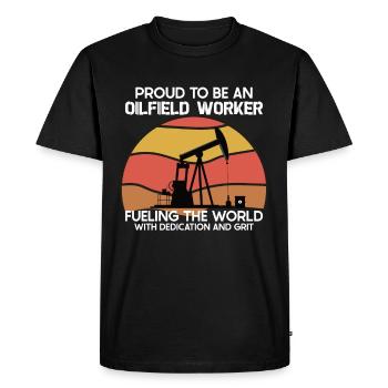 Oilfield Wife Roughneck Oil Drilling Frac crew - Men's Premium Organic T-Shirt - black - Front - Nico (187cm)