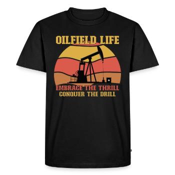 Oilfield Wife Roughneck Oil Drilling Frac crew - Men's Premium Organic T-Shirt - black - Front - Nico (187cm)