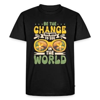 Hippie Lifestyle Flower Power Free Spirit Harmony - Men's Premium Organic T-Shirt - black - Front - Nico (187cm)
