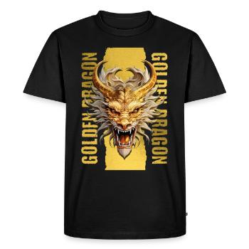 Dragon Or Fantaisie Mysticisme Magique Créature Animal - T-shirt Premium bio Homme - noir - Devant - Nico (187cm)