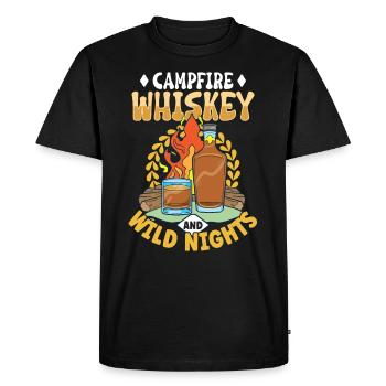 Nuits de feu de camp Whisky Délices Aventure en plein air - T-shirt Premium bio Homme - noir - Devant - Nico (187cm)