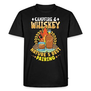 Nuits de feu de camp Whisky Délices Aventure en plein air - T-shirt Premium bio Homme - noir - Devant - Nico (187cm)