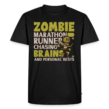 Horror Zombie Runner Half Marathon Running Jogging - Men's Premium Organic T-Shirt - black - Front - Nico (187cm)