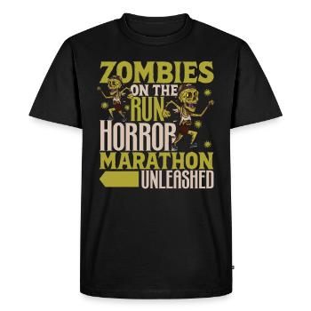 Horror Zombie Runner Half Marathon Running Jogging - Men's Premium Organic T-Shirt - black - Front - Nico (187cm)