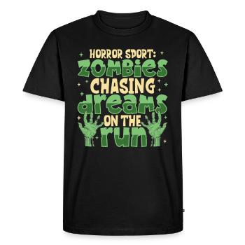Horror Zombie Runner Half Marathon Running Jogging - Men's Premium Organic T-Shirt - black - Front - Nico (187cm)