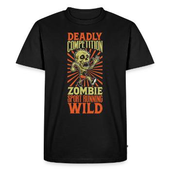 Horror Zombie Runner Half Marathon Running Jogging - Men's Premium Organic T-Shirt - black - Front - Nico (187cm)