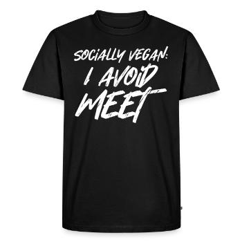 Vegan éviter Meet Dictons Jeu de mots végétalien amusant - T-shirt Premium bio Homme - noir - Devant - Nico (187cm)