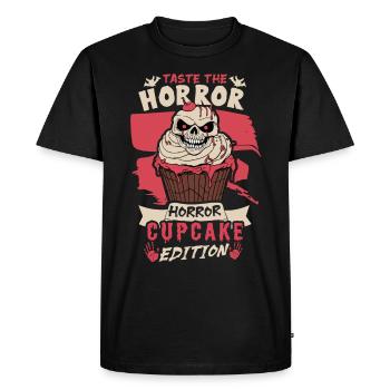 Terrifiant monstre de cupcake d’horreur d’Halloween - T-shirt Premium bio Homme - noir - Devant - Nico (187cm)