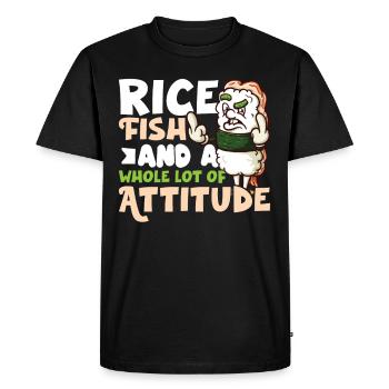 Drôle de sushis malheureux Nourriture japonaise Miso-Malheureux - T-shirt Premium bio Homme - noir - Devant - Nico (187cm)
