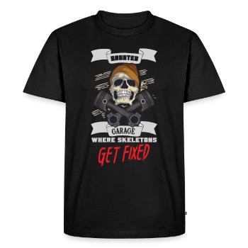 Skeleton Mechanic Horreur Garage Funny Bones Spooky - T-shirt Premium bio Homme - noir - Devant - Nico (187cm)
