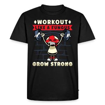 Funny Mushroom Fitness Gym Workout Power - T-shirt Premium bio Homme - noir - Devant - Nico (187cm)
