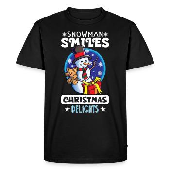 Funny Snowman Season Winter Christmas Snowman Joy - Men's Premium Organic T-Shirt - black - Front - Nico (187cm)