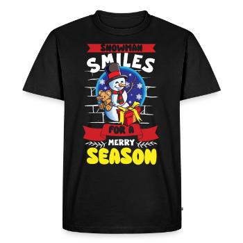 Drôle de saison de bonhomme de neige Hiver Noël Bonhomme de neige Joie - T-shirt Premium bio Homme - noir - Devant - Nico (187cm)