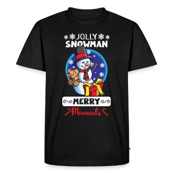 Funny Snowman Season Winter Christmas Snowman Joy - Men's Premium Organic T-Shirt - black - Front - Nico (187cm)
