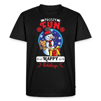 Funny Snowman Season Winter Christmas Snowman Joy - Men's Premium Organic T-Shirt - black - Front - Nico (187cm)