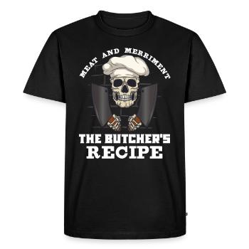 Meat Cutter Butcher Horror Skeleton Gore - Men's Premium Organic T-Shirt - black - Front - Nico (187cm)
