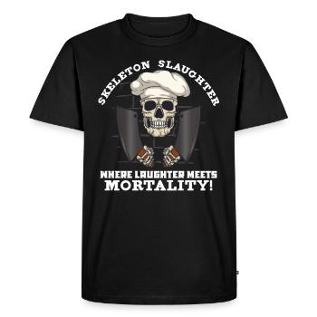 Meat Cutter Butcher Horror Skeleton Gore - Men's Premium Organic T-Shirt - black - Front - Nico (187cm)