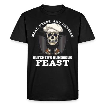 Meat Cutter Butcher Horror Skeleton Gore - Men's Premium Organic T-Shirt - black - Front - Nico (187cm)