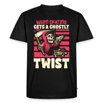 Patinage effrayant Skeleton Skater Halloween Horreur - T-shirt Premium bio Homme - noir - Devant - Nico (187cm)