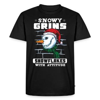 Drôle de saison de bonhomme de neige Hiver Noël Bonhomme de neige Joie - T-shirt Premium bio Homme - noir - Devant - Nico (187cm)