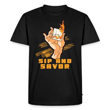 Amateur de whisky Vive le bar à whisky Arôme riche - T-shirt Premium bio Homme - noir - Devant - Nico (187cm)