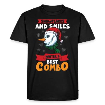 Funny Snowman Season Winter Christmas Snowman Joy - Men's Premium Organic T-Shirt - black - Front - Nico (187cm)