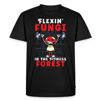 Funny Mushroom Fitness Gym Workout Power - T-shirt Premium bio Homme - noir - Devant - Nico (187cm)