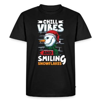 Funny Snowman Season Winter Christmas Snowman Joy - Men's Premium Organic T-Shirt - black - Front - Nico (187cm)
