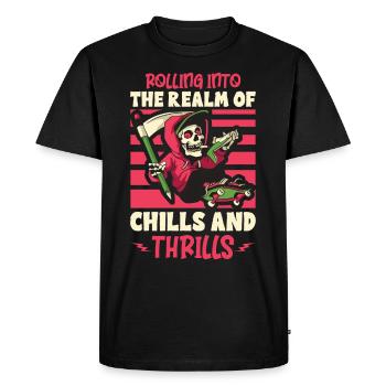 Patinage effrayant Skeleton Skater Halloween Horreur - T-shirt Premium bio Homme - noir - Devant - Nico (187cm)
