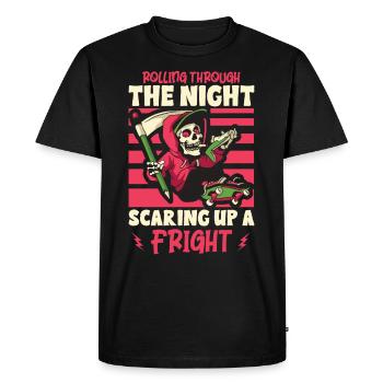 Patinage effrayant Skeleton Skater Halloween Horreur - T-shirt Premium bio Homme - noir - Devant - Nico (187cm)