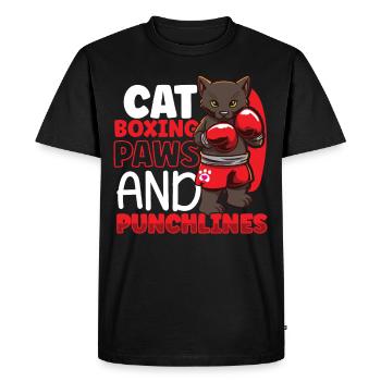 Cat Boxing Ring Boxer Gants Boxing Fighter - T-shirt Premium bio Homme - noir - Devant - Nico (187cm)