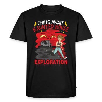 Horror Paranormal Haunted House Creepy Halloween - Men's Premium Organic T-Shirt - black - Front - Nico (187cm)