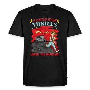 Horror Paranormal Haunted House Creepy Halloween - Men's Premium Organic T-Shirt - black - Front - Nico (187cm)