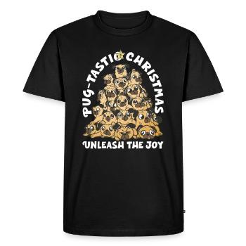 Pug Christmas Pug Santa Claus Pug Ornament - Men's Premium Organic T-Shirt - black - Front - Nico (187cm)