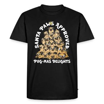 Pug Christmas Pug Santa Claus Pug Ornament - Men's Premium Organic T-Shirt - black - Front - Nico (187cm)