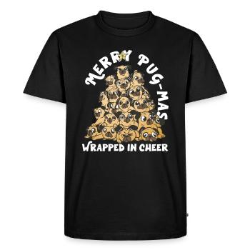 Pug Christmas Pug Santa Claus Pug Ornament - Men's Premium Organic T-Shirt - black - Front - Nico (187cm)