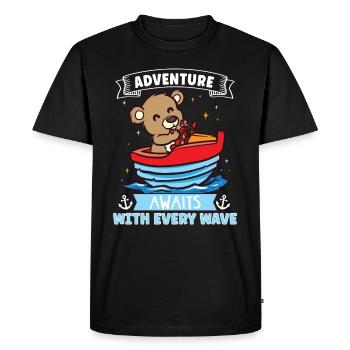 Bateau papa Capitaine Pontoon Sailor Croisière - T-shirt Premium bio Homme - noir - Devant - Nico (187cm)